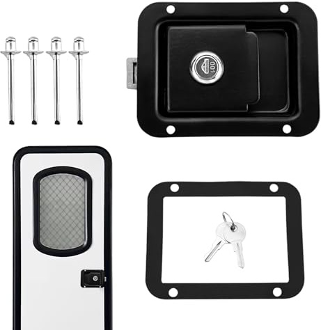 Serrature per porte, set di serrature per rimorchio, catenaccio di sicurezza, acciaio al carbonio resistente alle intemperie, sicurezza per interni ed esterni, misura generale, nero, 1 set