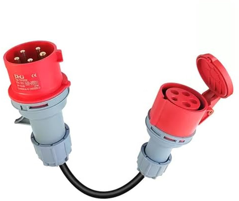 CEE Adapter 32A auf 16A, 5-Phasig-Polig, Starkstrom Adapter mit 50 cm Kabel, 5 * 2.5mm² Starkstromkabel 16A 415V, IP44 Schutz, für Werkstätten, Baustellen und Industrie