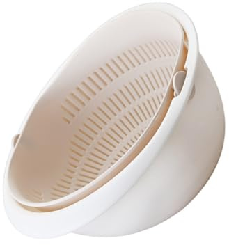 Hemobllo Cesta Escurridora de Doble Capa, Giratoria, de Plástico, para Frutas y Verduras Almacenamiento Multifunción para Cocina y Fregadero