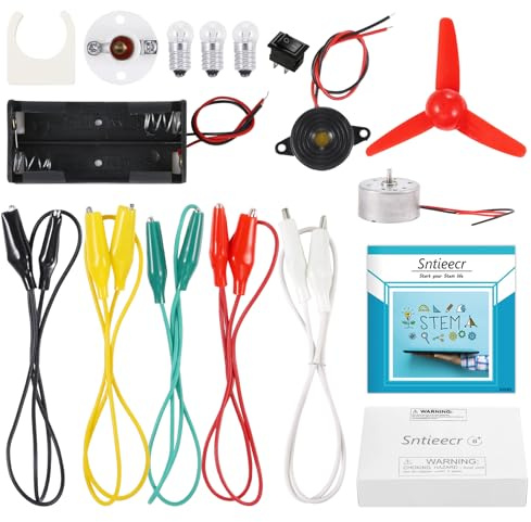 Sntieecr Elektrokreis-Motorenkit, Gleichstrommotorenkit mit kleinem Elektromotor, Elektrokreiskit für Kinder, Bildungsorientierte Montessori-Lernkits für Kinder, Eigenbau-STEM-Wissenschaftsprojekt