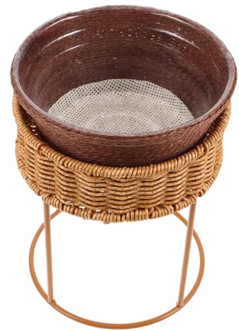 OFFSCH Mini Piante in Rattan con Supporto da Tavolo per Piante e Organizer per Ufficio Soggiorno Balcone e Davanzale