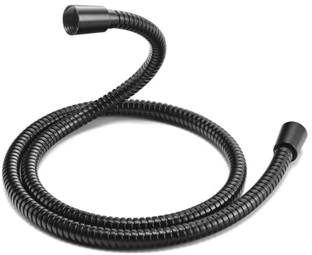 Vzasei 1.5m Black 304 Stainless Steel Shower Hose Replacement | Anti-kink Hand Held Shower Head Hose Extra Long,High Pressure Sprayer Bidet Hose,Flexible Extension Rv Shower Hose