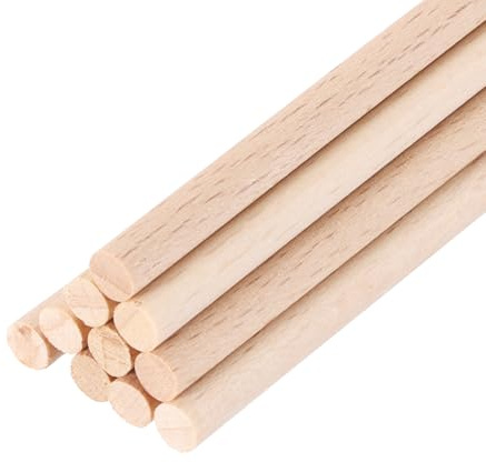QUARKZMAN Baguettes En Bois,(4mm)1/8 x 8 Inch Tiges Rondes En Bois Non Traitées Bâtons En Bois Massif Pour Décoration Artistique,Projets De Bricolage Et Artisanat,Baguette,Paquet De 10