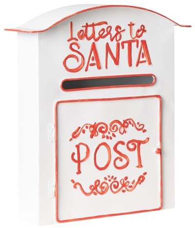 Beliani Boîtes aux Lettres pour Père Noël en Métal Accessoire Décoration Intérieur Extérieur Blanche Espoo