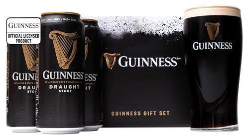 Guinness Beer Gift Set, Draught 3 x 440 ml, Pint Glass | Officially Licensed, Guinness Gifts for Men, Pint Glass, Dad, Birthday