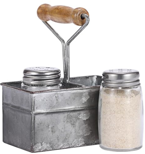 OLegei Salt and Pepper Sets with Carry Holder, Glass Salt Pepper Shaker Jar | Kitchen Gadgets Seasoning Shaker Jar, Farmhouse Style Table Cruet Spice Herbs Dispenser Bottles for Camp, BBQ, Restaurant