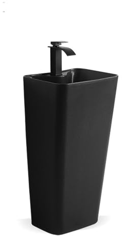 Freistehend Badezimmer Keramik Standwaschbecken mit Wasserhahn und Ablaufgarnitur Retro Integriertes Waschbecken modern