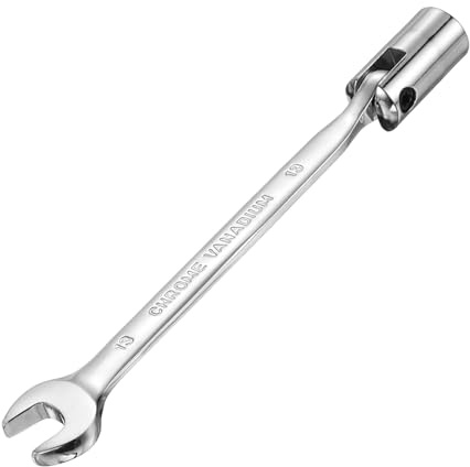 QUARKZMAN Llave Combinada De Cabeza Giratoria 13mm Tipo Torx Llave De Vaso | Y Boca Abierta, CR-V Acero Rotatorio, Espejo Pulido, Para Reparación De Autos