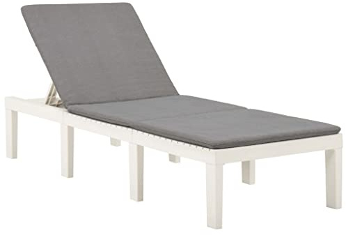 THOYTOUI Moderne Sonnenliege Weiß - Verstellbare Rückenlehne & Auflage für Gemütliche Entspannung auf der Terrasse (195 x 65 cm)