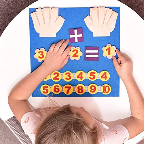 Zhangpu Filtbräda Fingernummer Räkneleksak för Barn Dagis Presenter för Tidig Utbildning för 3+-åringar, Hållbart Filtmaterial för Praktiskt Lärande och Interaktion Mellan Föräldrar och Barn (blå)