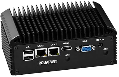 ROUAFWIT Industrial Mini PC Core i3 7100U, 2x RTL8111H RJ45 Lan, 2x DB9 RS232/485 COM, DDR4 32G RAM 1TB SSD, 6USB, HD+VGA Dual Dispaly, MIC, Industrial Grade Mini PC for 24/7 Reliable Operation
