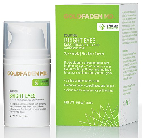 GOLDFADEN MD Bright Eyes Dark Circle Concentrate Brightening Eye Cream w/Soy Peptide, Rice Bran Extract & Arnica | May Reduce Under Eye Darkness, Puffiness & Fine Lines 0.5 fl. oz.