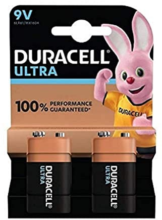 Duracell Ultra Power Type 9V Alkaline Batteries, pack of 2