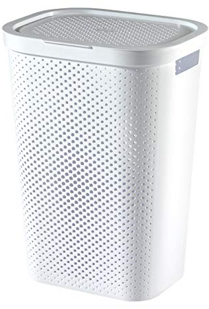 Curver Wäschebox Infinity mit Punktmuster 59l in weiß, Plastik, 35 x 25 x 10 cm