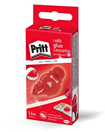 Pritt Kleberoller Nachfüllkassette, permanent, präzise Anwendung, Premium-Band mit Klebstoffwaben, Bandlänge: 16 m, Bandbreite: 8,4 mm, 10 Stück