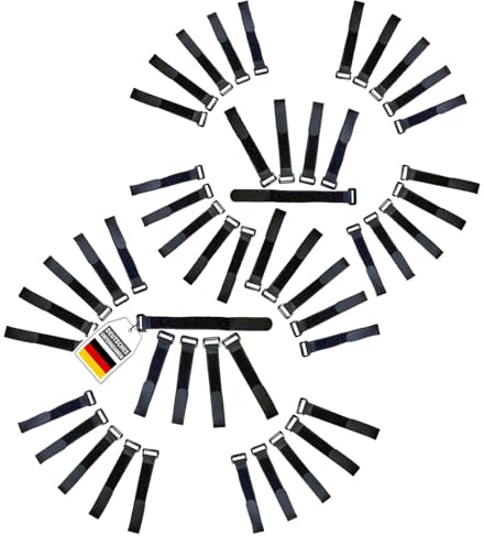 FrogJim 50 x kardborrband 30 cm – svart med spänne – återförslutningsbart kardborrband 30 cm med ögla – för diameter 5–7,5 cm | KKS3050