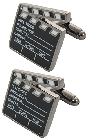 COLLAR AND CUFFS LONDON Gemelli Camicia Uomo Nero - con Scatola - Ottone - Batacchio Film - Cinema Film Maker Attore Regista Attrice - Un Paio
