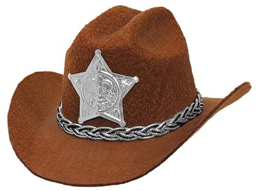 W WIDMANN MILANO Party Fashion - Cowboy Minihut mit Sheriffstern | Filzhut ca. 9 cm, Accessoire für Western-, Cowboy- und Karnevalskostüme