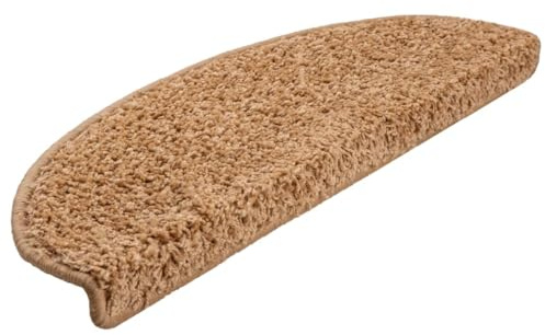 vidaXL Stufenmatten 15 STK. 65x21x4 cm Beige Halbrund Groß | Rutschfestes Design hält jeden sicher vor versehentlichen Rutschen, hat eine geräuschdämpfende Textur für leisere Treppen,