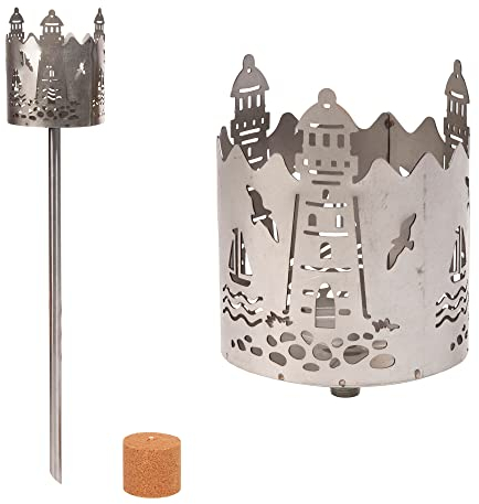 Gartenfackel für draußen Motiv Leuchtturm 1x Brennelement - Holzspäne mit Wachs - Schwedenfackel Pelletfackel Feuersäule Flammschalen Wachsfackel Gartenleuchte