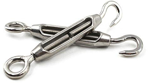 BE-TOOL Stainless Steel Turnbuckle, M8 Stainless Steel 304 Hook & Eye Turnbuckle Wire Rope Tension Used for Pipe System, Chain Link Fence, Pull Up Clothesline, etc (2PCS)