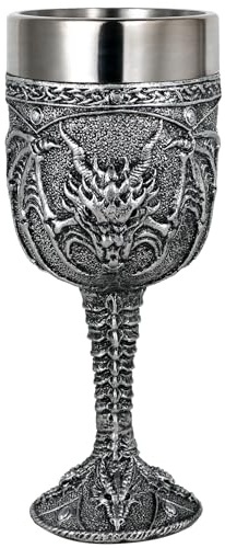 alikiki Weinkelch, mittelalterlicher brüllender Drache, 200 ml, Dungeons and Dragons Kelch, Fantasy-Drachenkelch, ideale Neuheit, Gothic-Stil, Vatertagsgeschenk, Party-Idee, Trinkbecher