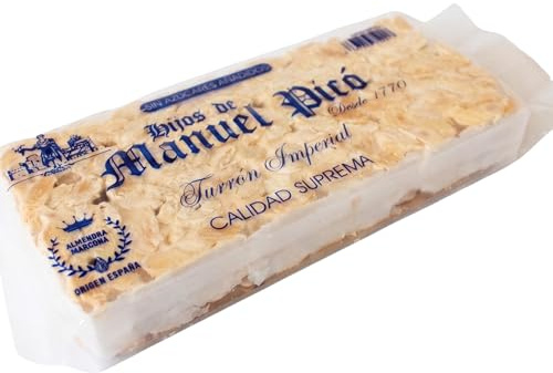 Hijos de Manuel Picó - Turron Duro Calidad Suprema 300 g - Sin Azucar Añadido - Almendra Marcona - Producto Exquisito y Saludable - Producto Gourmet
