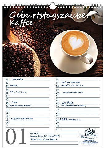 Geburtstagsplaner Geburtstagskalender Kaffeezauber DIN A3 Kalender Kaffee - Seelenzauber