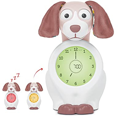 ZAZU Davy The Dog Clock - Horloge d'entraînement au Sommeil et veilleuse pour Enfants | réveil Lumineux | Aidez Votre Enfant à Apprendre Quand se réveiller | Luminosité réglable | Arrêt Automatique