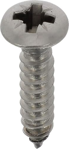 Vis à Tôle Tête Inox A4 Fraisée Bombée Pozidrive, 3.9mm x 19mm, DIN 7983, Lot de 20, Zinc Blanc