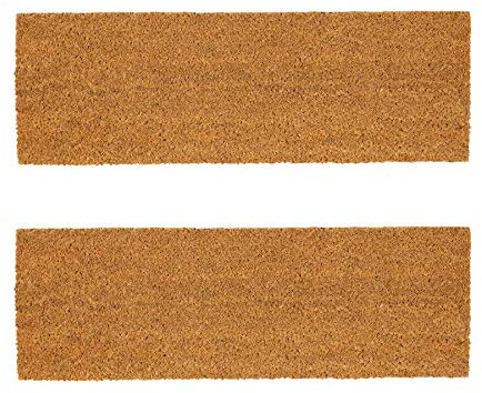 Nicola Spring Coir Step Mats - 60 x 20cm - Classic - Pack of 2 - Decorative Indoor Front Door Mat Entry Dirt Trapper Rug Outdoor Boot Scraper Non Slip Backing Doormat