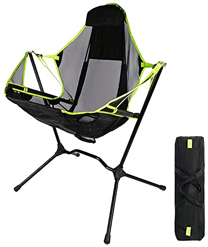 GQYYS Faltender Lagerstuhl, Strandstuhl, Liege, kompakte ultraleichte Folding-Rucksackstuhlscamping Swing Swing Chair, Liegestuhl Relaxation Swinging,mit Getränkehaltern und Armlehnen-Grün Super
