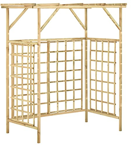 Tidyard Pergola für 2 Mülltonnen Holz-Pergola Verrottungsfest Gartenpergola für Ihren Garten & Außenbereich Rankhilfe für Rosen & Kletterpflanzen Kiefernholz Imprägniert