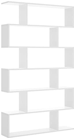 Homely - Estantería Alta de diseño Moderno ZIG Zag, Tablero de partículas melaminizado, Color Blanco Brillo, de 80x24x192 cm