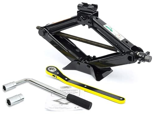 VERDA Wagenheber 2T (2000kg), 98-440mm, Ratschenschlüssel, Radmutternschlüssel, Scherenwagenheber, Auto Heber, vergrößerte Stahlplatte, tragbarer Wagenheber für PKW SUV MPV (SN4549)