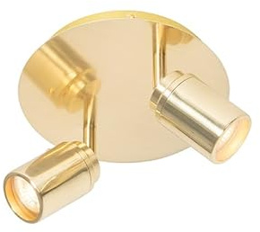 Qazqa Badezimmer Verstellbarer Deckenstrahler, Deckenspot - Ducha - Gold, max. 35W, Geeignet für LED, 20cm, Rund, 2-flammig, IP44, Ideal als Wohnzimmerlampe, Küche lampe und
