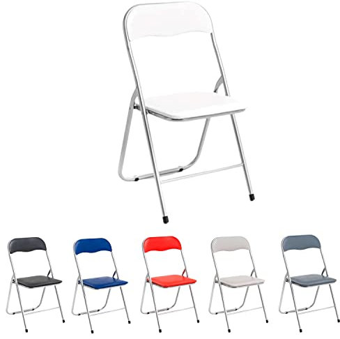 Marvin Sedia Pieghevole Imbottita Salvaspazio Portatile Richiudibile Da Interno Esterno Giardino Campeggio Ufficio Resistenti Ferro Leggere Colorate Comode Con Schienale Poggiapiedi (White)