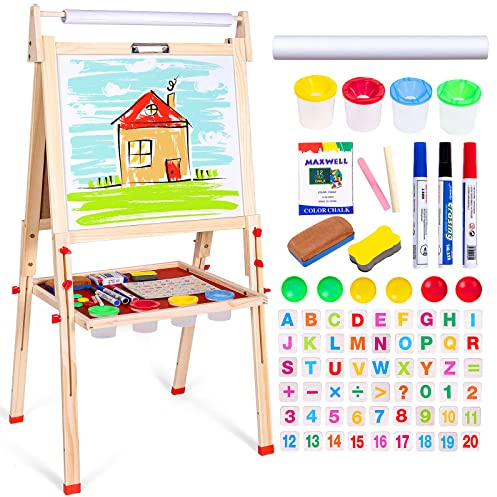 Ragstone Kids Easel Child Easel with Paper roll Double Sized Blackboard Chalkboard