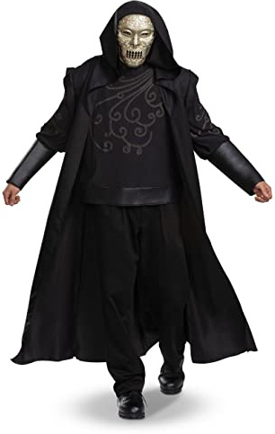 Förklädnad Death Eater-kostym, officiell Harry Potter vuxendräkt och huvudbonad, Death Eater, Small/Med