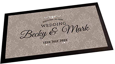 Tapis de bar de mariage personnalisé – Floral personnalisé salle de mariage, cadeau de mariage – Accessoires de mariage (pierre)