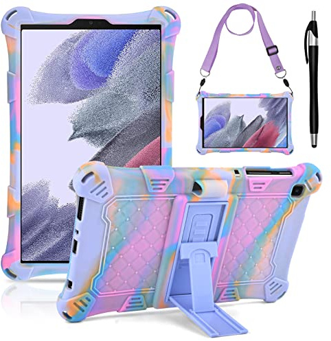 KATUMO Silicone Case for Samsung Galaxy Tab A7 Lite 8.7 inch 2021 | Soft Rubber Cover, for Galaxy Tab A7 Lite (SM-T220/T225/T227), with Stylus Pen and Detachable Shoulder Strap