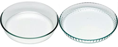 Pyrex - Bake & Enjoy - Moule à Manqué en verre Ø 26 cm & 1040901 Bake & Enjoy Moule à Tarte en verre Ø 25 cm