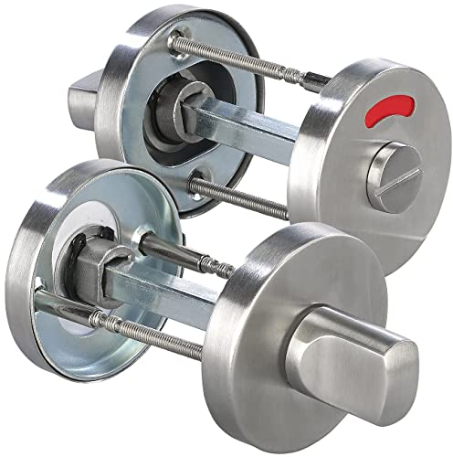 AGT Türbeschlag: Edelstahl-Rosetten-Set für Bad & WC, Drehknopf, rund, 2er-Set (WC-Bad-Schloss Drehknöpfe, Türbeschläge Edelstahl, Türschloss)