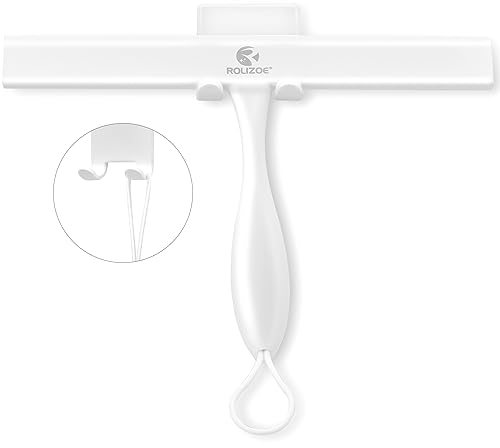 ROLIZOE Shower Squeegee for Shower Doors, 27.9CM Width Anti-Rust Silicone Shower Squeegees with Ergonomics Thick Handle, Window Squeegee Car Squeegee for Glass Door, Mirrors, Tiles and Windows, White