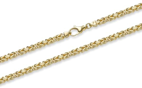 hoplo holzenplotz Goldkette Königskette Halskette Breite 4,0 mm massiv 585-14 Karat Gold, Kettenlänge:60 cm Unisex