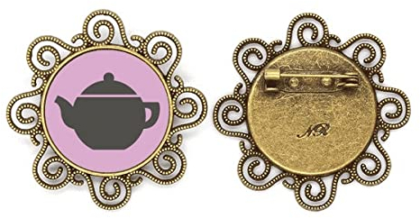 Teekanne Porzellan Muster Art Deco Mode Blume Brosche Pins, M