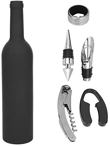 Kit Ouvre-bouteille 5 Pièces, Accessoires Ouvre-bouteille, Ensemble D'outils Cadeaux, Tire-bouchon, Kit D'ouverture De Bouteille De Vin, Cadeaux De Fête, Bouchon Dans un étui En Forme De Bouteille Fan