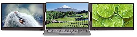 Yunseity Monitor Portátil Triple, Extensor de Pantalla Dual IPS HDR Tipo C de 14 1080P con Función Atril, Extensor de Monitor Dual para Portátil de 15,6, Windows, Mac OS