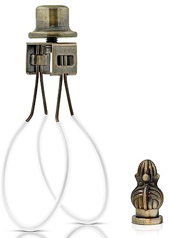 Lamp Shade Light Bulb Clip Adapter,Lamp Shade Holder with Cap Knob Finial and Silicone Levelers,Clip on Lampshade Adapter to Keep Lamp Shade in Place (Bronze)