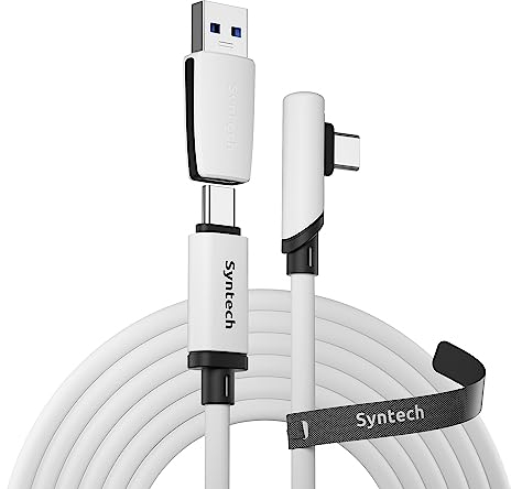 Syntech Link Cable 16FT Compatible with Oculus/Meta Quest 3/Quest 3S/Quest2/Pro/Pico 4 Accessories and PC/SteamVR, Upgraded Type C with USB 3.0 Adapter, High Speed Data Transfer Cord for VR Headset